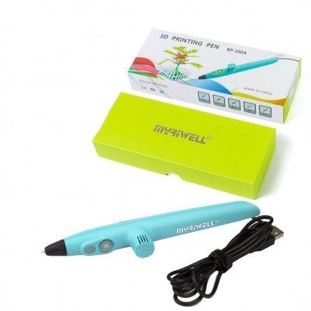 Ручка 3D Myriwell RP200A, PLA, голубая, картонная упаковка фото 1