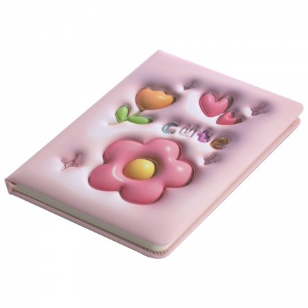 Подарочный блокнот 13,0 см * 18,0 см , 7БЦ, Alingar, PU, поролон, конгрев, эффект 3D, 80л., линия, "Солнечные цветы", розовый фото 2