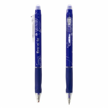 Ручка гелевая пиши-стирай, автоматическая "Космос" Yalong 0,5 мм, синяя, пулев. наконечник, резин. грип, круглый цв. пласт. корпус, 12 шт в пласт. уп. фото 2