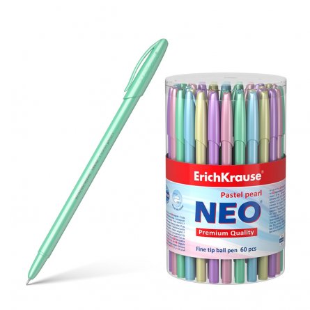 Ручка шариковая Erich Krause "Neo Stick Pastel", 0,7 мм, синий, игольчатый наконечник,  цветной пластиковый корпус, тубус фото 1