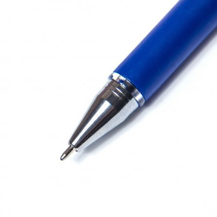 Ручка шариковая Alingar, 0,5 мм, синяя, игольчатый, металлизированный наконечник, резиновый грип, круглый, цветной, пластиковый корпус, картон. упак. фото 3