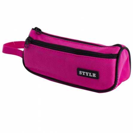 Пенал - косметичка Alingar, ткань, молния, боковой карман, петля, 195 х 80 х 45 мм, "STYLE", малиновый неон, европодвес фото 1