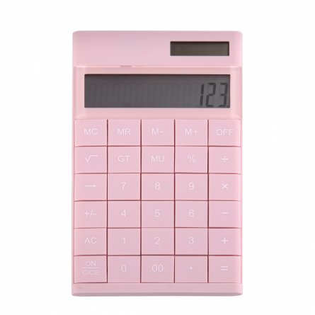 Калькулятор Alingar 12 разрядов, 172*100*18 мм, двойное питание, розовый, выдвижная подставка, батарея в комплекте фото 1