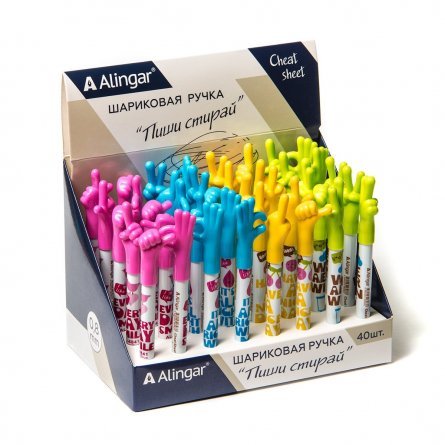 Ручка шариковая пиши-стирай Alingar, "Веселые пальчики", 0,8 мм, синяя,  круглый, цветной, пластиковый корпус, картонная упаковка фото 2