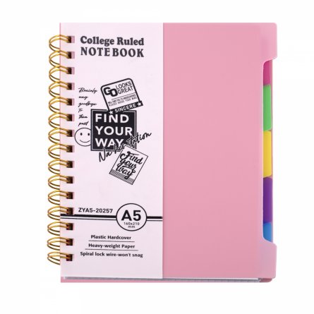 Тетрадь 120л., А5, клетка, Alingar, гребень, пластиковая обложка с информ. окном, цветные пластиковые разделители, ассорти 4 цвета фото 4