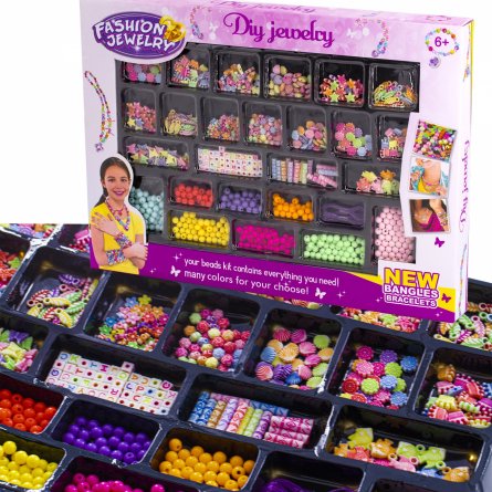 Набор для создания украшений-бусины Alingar, 465х335х40мм,"Jewelry 2", 12 вид. бус., подвес, 2х1,2 м леска, карт. уп. фото 1