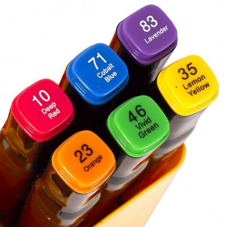 Набор двухсторонних скетчмаркеров Alingar, 6 цветов, основные цвета, пулевидный/клиновидный 1-6 мм, спиртовая основа, ПВХ упаковка фото 2