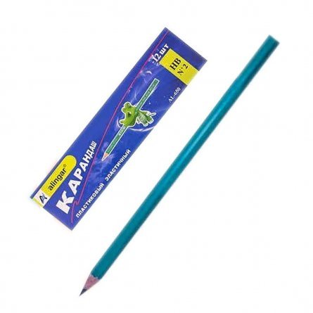 Набор ч/г карандашей, Alingar HB, пластиковый, эластичный, без ластика, шестигранный, заточенный, цвет корпуса бирюзовый, в упак. 12 шт. фото 2