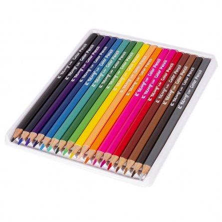 Карандаши цветные Yalong 18 цв., "Colour Pencil" деревянные, трехгранные, заточенные, грифель 3.0 мм, картон. уп., европод. фото 2