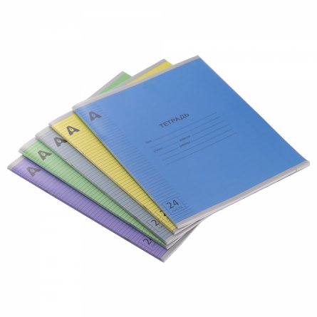 Тетрадь 24л., линия, обложка пластик, Alingar, скрепка, блок офсет, 100% белизна,  "Микс пастель", 5 дизайнов в пленке т/у фото 3