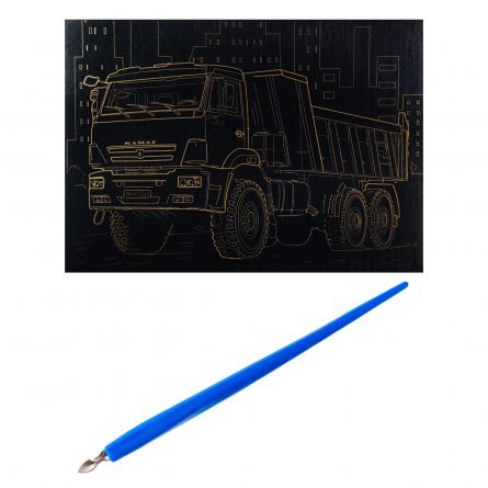 Гравюра с эффектом золота Рыжий кот, А4, пакет, "Большой грузовик" фото 2