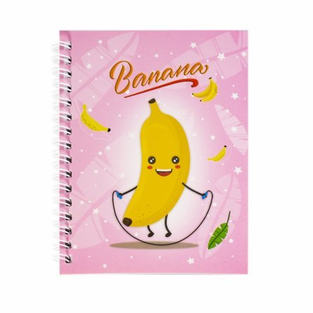 Подарочный блокнот в футляре, 12 см * 15 см, гребень, Alingar, ламинация, ручка, линия, 50 л., "Банан со скакалкой", розовый фото 2