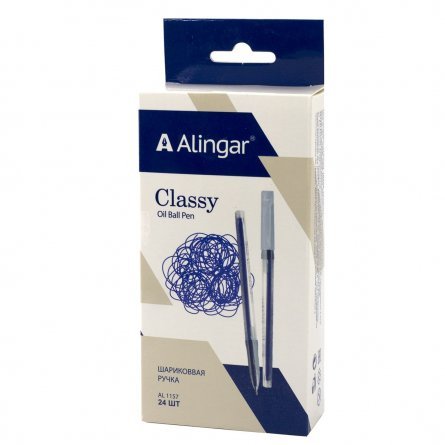 Ручка шариковая на масляной основе Alingar "Classy", 1 мм, черная, игольчатый наконечник,  круглый, тонированный, пластиковый корпус, картон. упак. фото 2