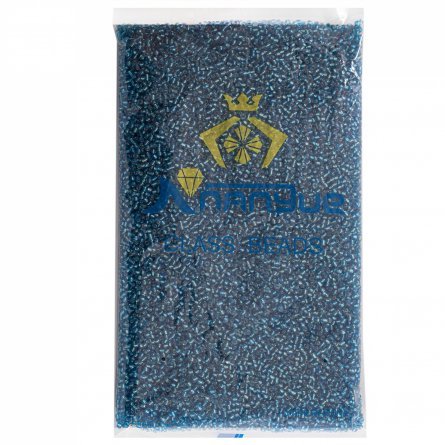 Бисер Alingar размер №8 вес 450 гр., голубой прозрачный, внутреннее серебрение, пакет фото 1
