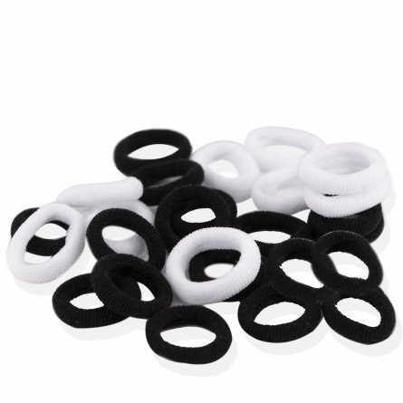 Резинки для волос Alingar, d 25 мм, черный и белый цвет, мини, тубус, 12 шт/уп фото 2