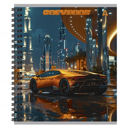 Тетрадь 96л., А5, клетка, Alingar, "Sport car", гребень, блок офсет, мелованный картон, 2 дизайна в пленке т/у фото 4
