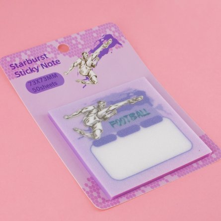 Прозрачные стикеры для заметок с клеевым краем, Alingar, 73 х 73 мм, 50 л., покрытие starlight touch, "Football", сиреневый, водонепрониц., европодвес фото 3