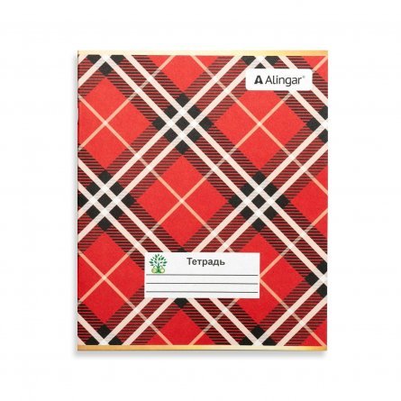 Тетрадь 36л., А5, клетка, Alingar "Шотландка", скрепка, мелованный картон фото 1