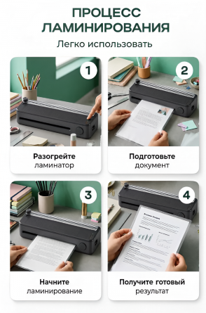 Ламинатор с резаком для дома и офиса А4 Alingar, черный, ABS (разжим валов), разметка, толщ. пленки 70-125 мкм, скор. 280 мм/мин, 3 шт пленки в наборе фото 4