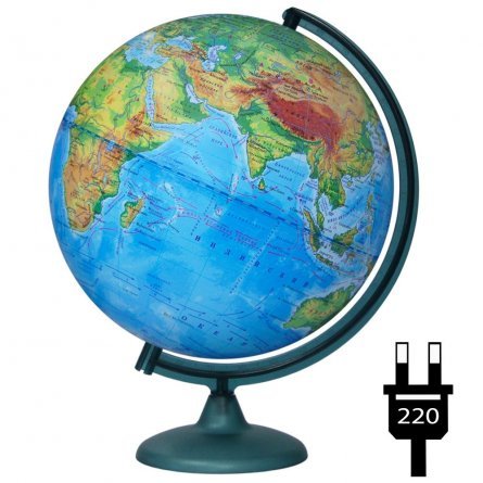 Глобус физический, Глобусный мир, d=320 мм, с подсветкой, 220 V, на круглой подставке фото 1