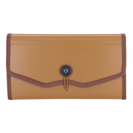 Папка-картотека Alingar, 260х140 мм, 900 мкм, на пуговице, пластик, 12 отделений, коричневый фото 1