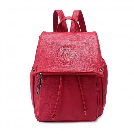 Рюкзак женский, 1 отделение, 27х29х15 см, GRIZZLY, экокожа, два кармана, красный фото 1