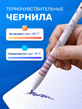 Ручка гелевая пиши-стирай Zoomi, "Радужное пони", 0,5 мм, синяя, игольчатый наконечник, круглый цветной пластиковый корпус, 12 шт/уп, пласт. уп. фото 4