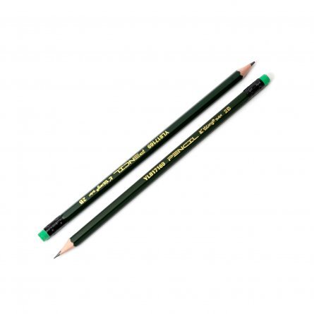 Набор ч/г карандашей, Yalong 2B, дерево, с ластиком, шестигранный, заточенный, т.зеленый корпус, европодвес, в уп. по 12 шт. фото 2