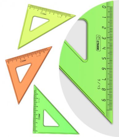 Треугольник СТАММ, 9 см, пластиковый, 45 градусов, прозрачный, цвета ассорти фото 1