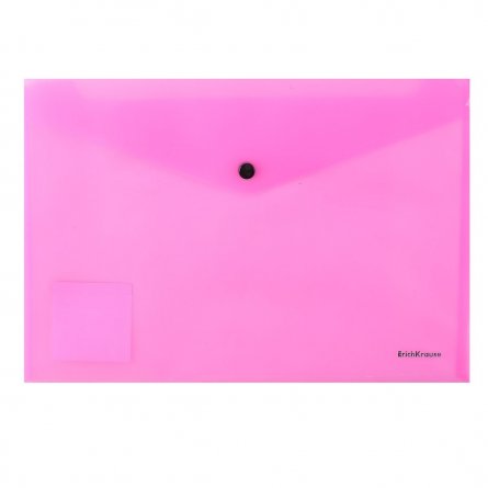 Папка-конверт на кнопке ErichKrause, A4, 232х334х1 мм, 140 мкм, розовый, " Glossy Neon" фото 1