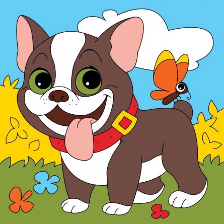 Картина по номерам Рыжий кот, 15х15 см, акриловые краски, холст, "Радостный щенок" фото 1