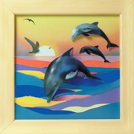 Набор для изготовления картины Клевер, 210х210х25 мм, аппликация, картонная упаковка, "Дельфины" фото 1