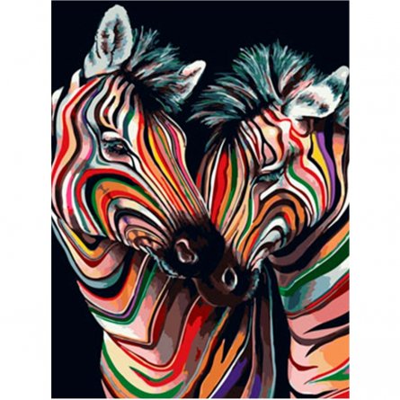 Картина по номерам Alingar, 30х40 см, 24 цвета, с акриловыми красками, холст, "Яркие зебры" фото 1