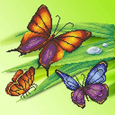Набор для вышивания на габардине, М. П Студия, 40*35/25*25 см, бисер 20 цветов (приобретается отдельно), инструкция, "Бабочки" фото 1