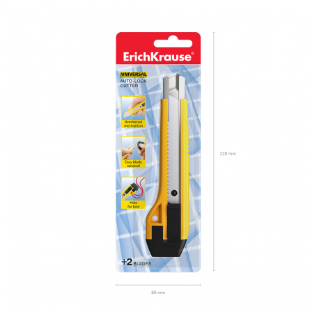 Нож канцелярский ERICH KRAUSE, c автоматической фиксацией лезвия, 18 мм, пластик. корпус, желтый фото 4
