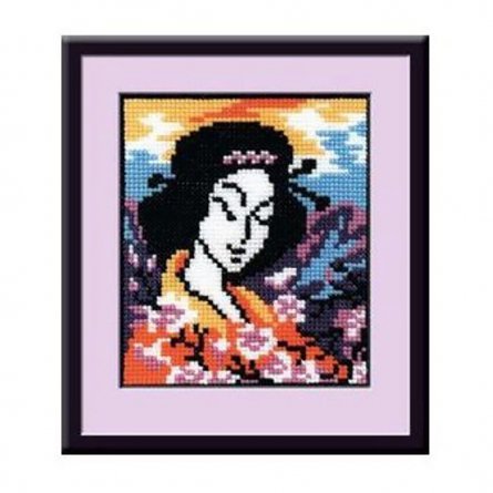 Набор для вышивания Ракета "Японка", 14х16 см, 5 цветов фото 2