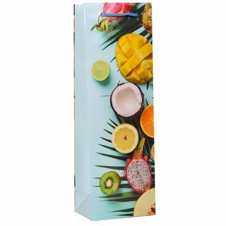 Пакет подарочный Миленд, 12*36*8,5 см, глянцевая ламинация  "Тропические фрукты" фото 1