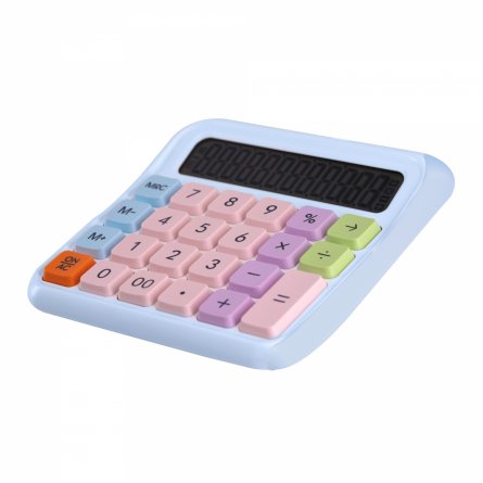 Калькулятор Alingar 12 разрядов, 138*135*15 мм, двойное питание, голубой, ААА батарея не комплекте фото 2