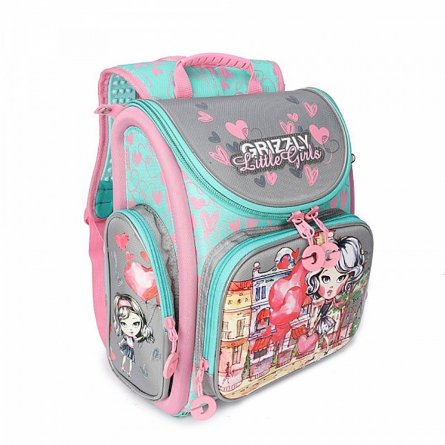 Рюкзак Grizzly школьный (/1 серый-розовый) фото 2