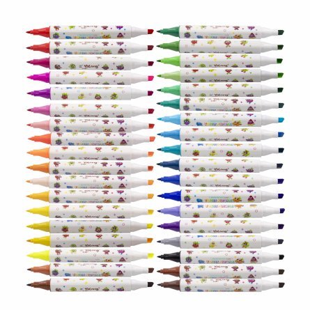Набор двухсторонних скетчмаркеров Yalong, 36 цветов, основные,пулевид./клиновид 1-4 мм, сечение корпуса треугольник, ароматизированные, ПВХ упаковка фото 3