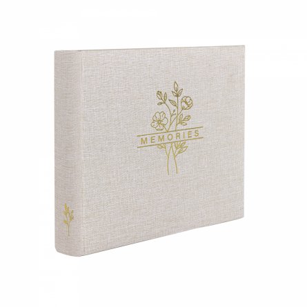 Фотоальбом, Alingar, 21,5 х 22 х 5 см, "Memories", 50 листов, бежевый, для 200 фото формата 10х15 см, текстура ткань, поля для текста, картон. коробка фото 1