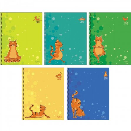 Тетрадь 48л., А5, клетка, Канц-Эксмо "Йога с котом", гребень, мелованный картон фото 1