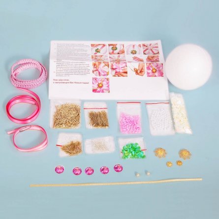 Набор для творчества Волшебная мастерская,новогодний шар из пайеток, тубус, розовый,"Нежность" фото 3