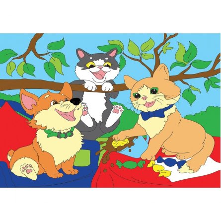 Картина по номерам Рыжий кот, 25х30 см, с акриловыми красками, холст, "Питомцы на пикнике" фото 1
