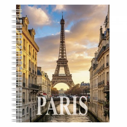 Тетрадь А5 48л., клетка, Alingar, гребень, блок офсет, мелованный картон (стандарт), "Лондон-Париж", 4 дизайна в пленке т/у фото 5