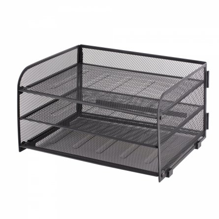 Лоток для бумаг и канцтоваров горизонтальный, Alingar, металл,  32*17*23 см, 3 отделения, черный фото 3