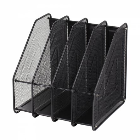 Лоток для бумаг вертикальный, сборный, секционный Alingar, 4 отделения, металл, черный фото 2