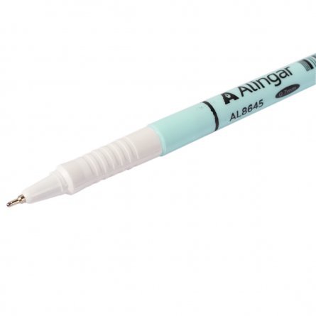 Ручка шариковая Alingar, 0,7 мм, синяя, игольчатый наконечник, грипп, круглый цветной пластиковый корпус, картонная упаковка фото 4