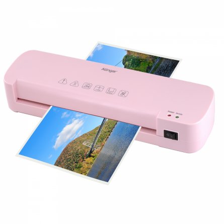 Ламинатор для дома и офиса А4 Alingar, розовый, толщина пленки 70-125 мкм, скорость 260 мм/мин, свет. индикация, разогрев 3-4 мин,3 шт пленки в наборе фото 1