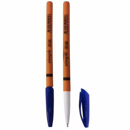 Ручка шариковая Alingar "Simple", 1 мм, синяя, игольчатый наконечник, круглый, оранжевый, пластиковый корпус, картонная упаковка фото 2
